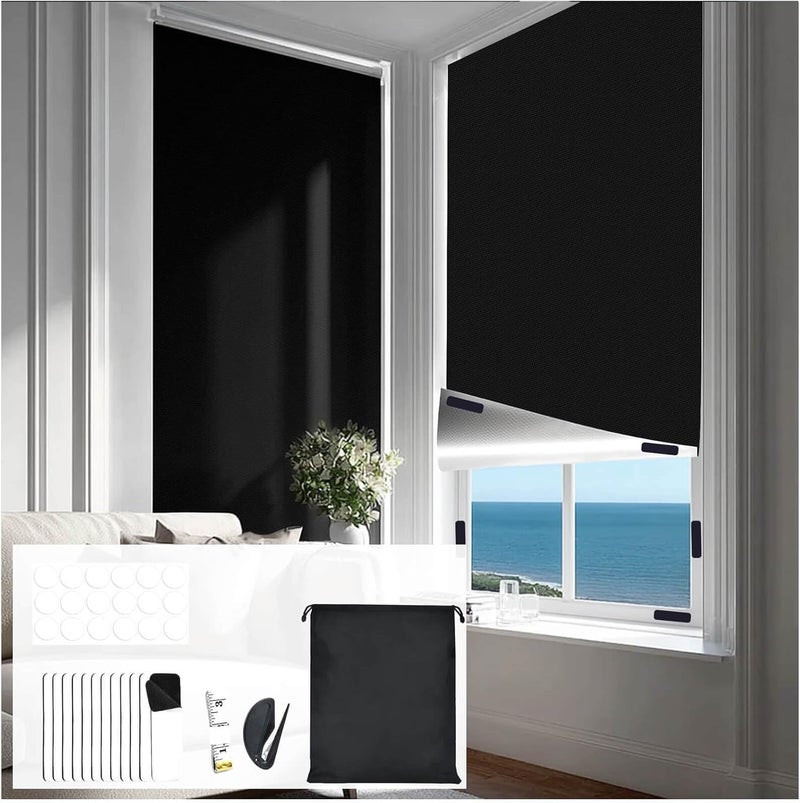 DGDUBRB Blackout Window Cover, 118x57 Inch Blackout Curtains for Bedroom, Portable Black Out Shades Blinds No Drill DIY Cuttable Black Out Curtains, for Sloped Roof Windows, Children's Room, Media Room - Image 1